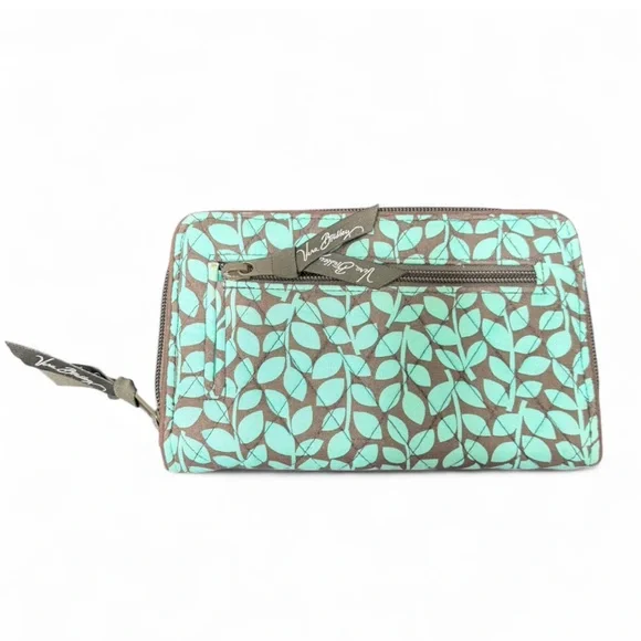 Vera Bradley Teal and Brown Leaf Wallet - Picture 4 of 11